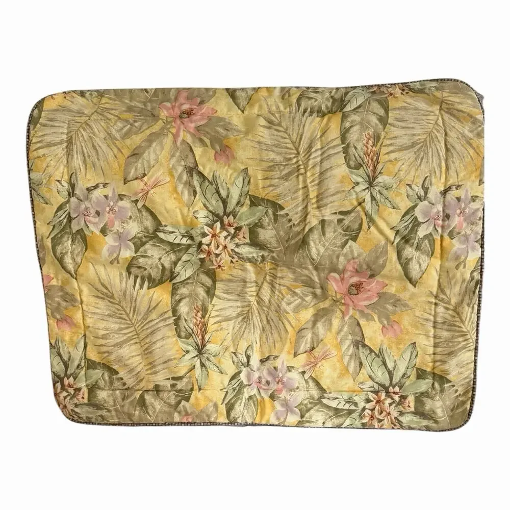 Croscill king pillow sham Tropical Floral Yellow Greens Beachy Palms